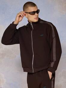 Emperor Men's Autumn/Winter Brown Woven Tape Patch Jacket - Brown - View 5