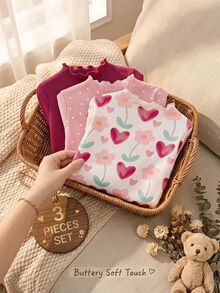 Baby Girls' Frill-Edge Long-Sleeve Casual Tops (3-Pack) - Multicolor - View 4