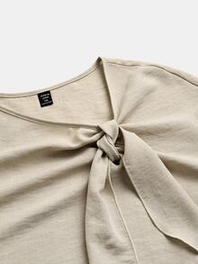 Linhara CURVE Plus Size Women's Linen Loose Fit Commuter Shirt - Apricot - View 3