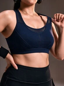 Powerista Women's Plus Size Colorblock Casual Daily Sports Bra - Navy Blue - View 6