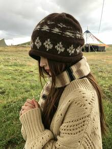 DAZY Women's Knitted Hat, Gift For Girlfriend - Brown - View 1