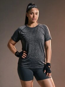 Powerista Women's Plus Size Fitted Short Sleeve Sports T-Shirt - Black - View 1