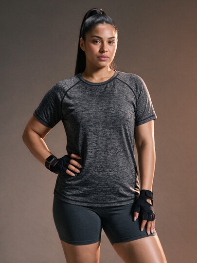 Powerista Women's Plus Size Fitted Short Sleeve Sports T-Shirt
