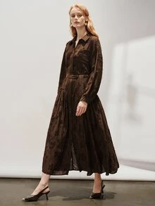 Aveloria Modichic Gaun Midi Pesta Fashion Wanita - Coklat - View 5