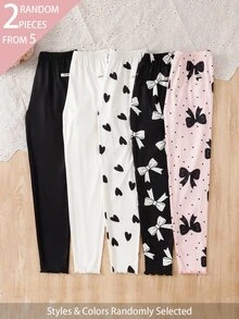 SHEIN 2PCS Tween Girls Leggings - Multicolor - View 3