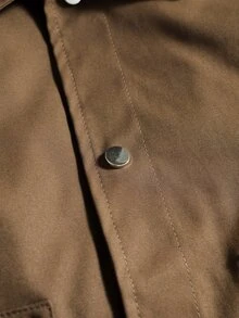 Manfinity Roghcode Men's Button Quilted Pocket Long Sleeve Jacket - Brown - View 4