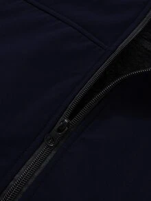 Manfinity Homme 男士純色保暖內裡休閒百搭長袖連帽夾克 - 藏蓝色 - 查看 5