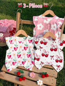 3PCS Young Girls T-Shirts - Multicolor - View 2