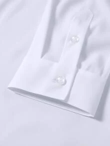Manfinity Homme Manfinity Mode Men's Plus-Size Long-Sleeve Shirt, Solid White, In A Business-Casual Or Formal Style. - White - View 7