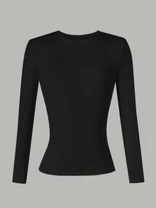 Teen Girl Casual Cute Slim Fit Long Sleeve T-Shirt, Printed Accents, Suitable For Outings, School Formal Holiday, Layering Black Grey White Autumn - Multicolor - View 6