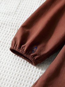 Tween Girl Tween Girl) Brown Lantern Sleeve Embroidered Cute Round Neck Long Sleeve Dress, Suitable For Birthday Party And Daily Wear - Coffee Brown - View 5