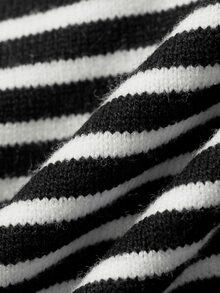 DAZY Infant (Boy) Round Neck Striped Korean Style Long Sleeve Sweater - Black and White - View 10