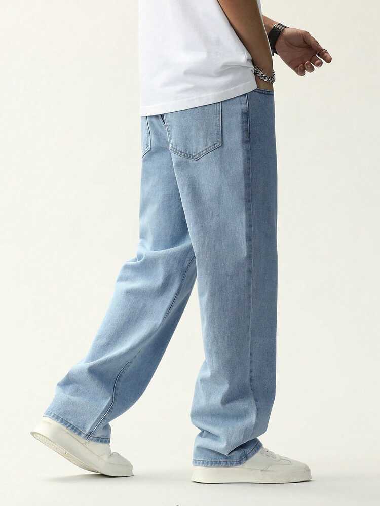 QuarKem Men's Fashion Versatile Button Pocket Jeans For Daily Wear - Light Wash - View 5