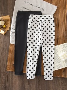 SHEIN 2 Buah Legging untuk Anak Perempuan - MultiWarna - View 2
