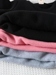 Cozy Pixies 女童兒童款圖案軟綿圓領長袖套頭運動衫＋彈性長褲 6件套，百搭舒適，適合秋冬 - 彩色 - 查看 4