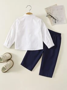 SHEIN 中性嬰兒男/女嬰 2件組男嬰套裝服飾 柔軟復古風 - 彩色 - 查看 2