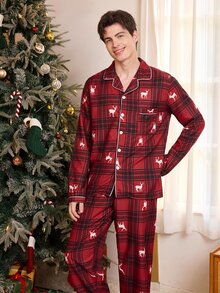 CoupledUp Christmas Long Sleeve Long Pants Men's Loungewear - Multicolor - View 7