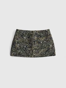 ROMWE Y2K Streetwear Camo Cool Sexy Ultra Low Waist Mini Denim Skirt For Women - Army Green - View 2