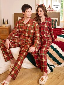CoupledUp Christmas Open Front Long Sleeve Pants Men's Loungewear - Multicolor - View 6