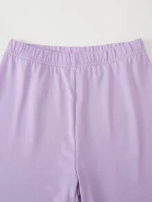 SHEIN 女孩風紫色3件套秋季穿搭，立領夾克＋細肩帶背心＋緊身褲，完整日常套裝，修身健身運動風 - 淡紫色 - 查看 6