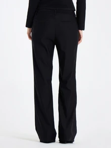 MUSERA Black Belted Waistband Straight Leg Full Length Trousers Bottoms Smart Workwear Office Everyday Essentials - Black - View 4