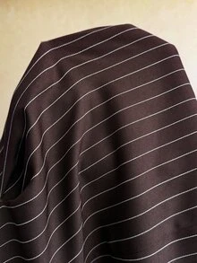 Elaquor Plus Size Women's Metal Single-Breasted Striped Long Sleeve Jacket And Pants Elegant Suit Set - Coffee Brown - View 8