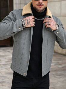 Manfinity CasualCool Men's Colorblock Casual Versatile Daily Travel Overcoat - Grey - View 6