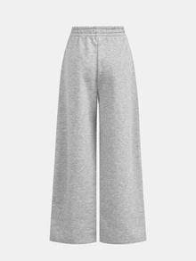 Girlism Kids Tween Girl Tween Girl Tween Girls Knit Light Gray Colorblock Tape Trim American College Style Loose Casual Versatile Pocket Wide Leg Sweatpants - Grey - View 2