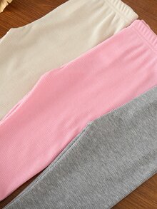 SHEIN 3pcs/Set Young Girls Autumn/Winter Thick Lined Leggings Buy 1 Get 3 All-Match Casual Thermal - Multicolor - View 4