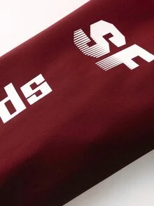 Manfinity Roghcode Men's Letter Pattern Zipper Casual Daily Long Sleeve Jacket - Burgundy - View 5