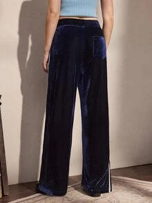 Nima Coro Women's Striped Colorblock Drawstring Waist Pocket Sweatpants - Navy Blue - View 2