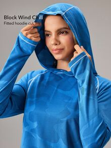 OutZeal Women Outdoor Tee Hiking Camping Natural Soft Long Sleeve Printed Hoodie - Royal Blue - View 3