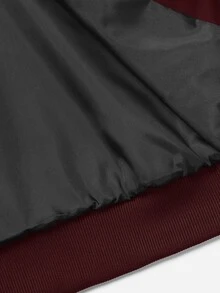 Manfinity Roghcode Men's Letter Pattern Zipper Casual Daily Long Sleeve Jacket - Burgundy - View 6
