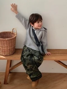 DAZY Infant (Boy) Casual Solid Color Comfortable Autumn/Winter Long Sleeve Sweater - Grey - View 2