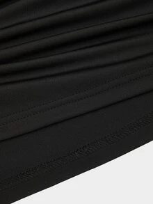 Sweetra Plus Size Bodycon Skirt With Metal Buckle Decoration - Black - View 5