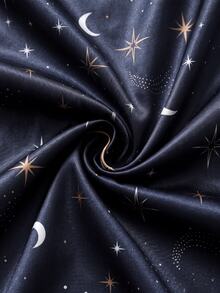 EverLounge Men's Summer New Short Sleeve & Shorts Silk Satin Thin Pajama Set, Loose Fit Premium Loungewear, Suitable For Outdoor Wear - Black - View 4