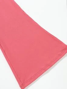 Girls' Teen Soft Comfortable Elastic Flare Casual Long Pants, High Elasticity Skin-Friendly Solid Color Sports Long Pants 2-Piece Set - Multicolor - View 7