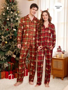 CoupledUp Christmas Open Front Long Sleeve Pants Men's Loungewear - Multicolor - View 1