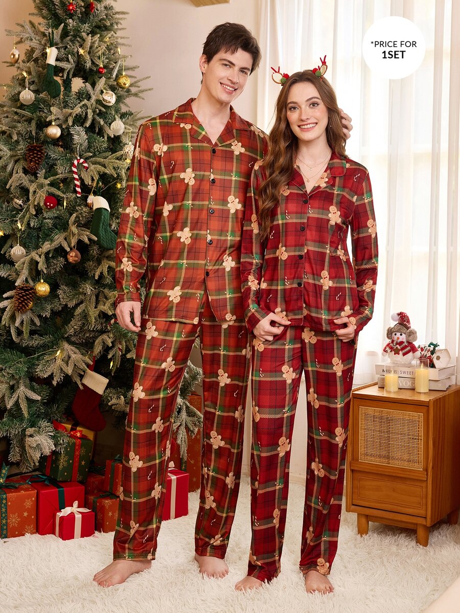 CoupledUp Christmas Open Front Long Sleeve Pants Men's Loungewear - Multicolor - View 1