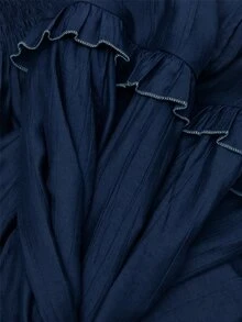 Nöista 女款花卉刺繡圖案休閒日常穿著襯衫 - 寶藍色 - 查看 11