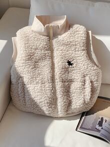 Comfortcana Women's Knight Pattern Zipper Casual Versatile Winter Cotton Padded Vest - Apricot - View 5