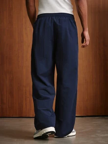 TOKVUE Men's Solid Color Casual Versatile Daily Wear Long Pants - Navy Blue - View 2