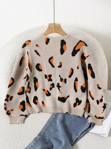SHEIN 青少年女孩寬鬆休閒極簡舒適圓領長袖蝴蝶結上衣 秋冬款 - 彩色 - 查看 2
