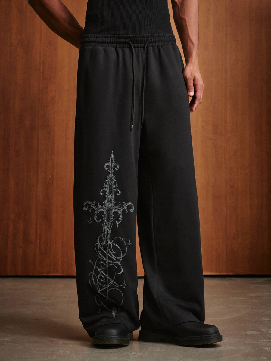 TOKVUE Men's Printed Streetwear Sweatpants - Black - View 1