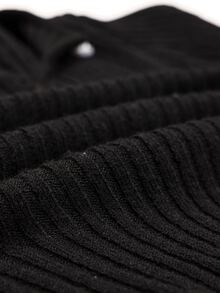 SHEIN BASICS Plus Size Solid Color Ribbed Knit Long Sleeve Crew Neck Sweater - Black - View 6