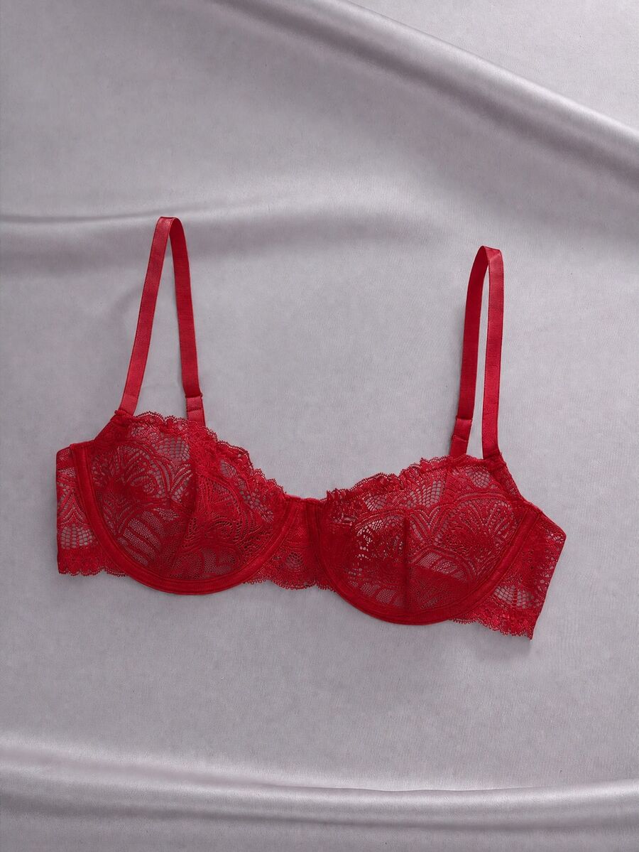 EmpressEnvy 女款蕾絲性感日常細肩帶內衣 - 紅色 - 查看 1