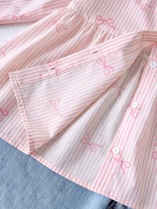 SHEIN Tween Girl Tween Girls Casual Everyday Comfortable Loose Ruffle Collar BlouseKIDS - Pink - View 4