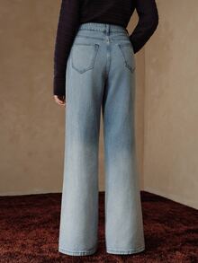 Anewsta Women's New Fashion Casual Comfortable Gradient Washed Blue Jeans Long Pants - Blue - View 7