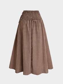 Sweetra Plus Size Women's Plaid Pleated Casual Versatile Skirt - Multicolor - View 2
