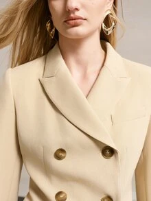 MOTF PREMIUM WOMEN'S SOLID COLOR CASUAL VERSATILE COMMUTE TRAVEL BLAZER JACKET - Khaki - View 2